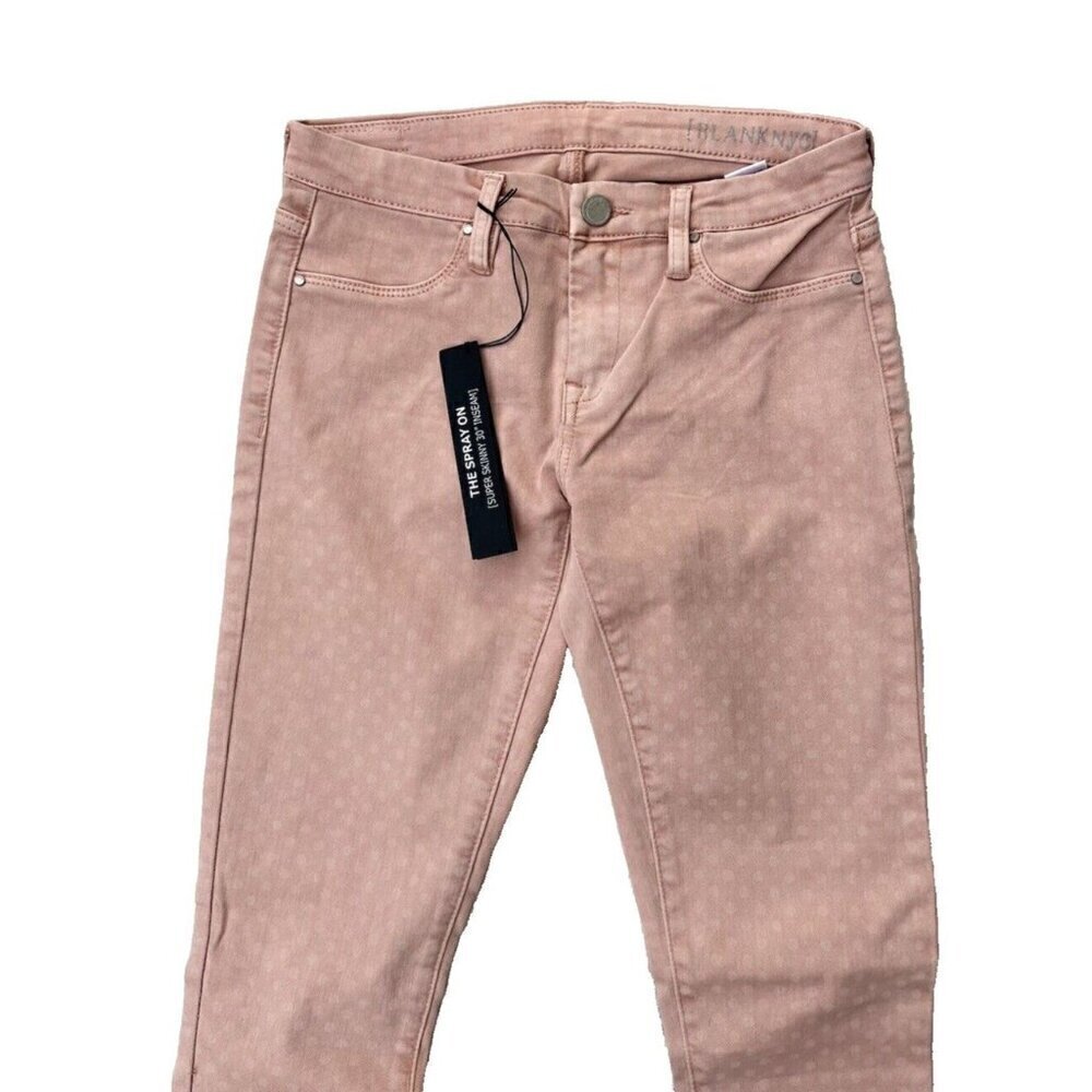 BLANKNYC Denim Womens Pink The Spray On Polka Dot Skinny Jean Size 27